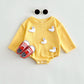 Infant Baby Triangle Bubble Romper Boys Girls Baby Autumn Sweatshirt Bodysuit Cartoon Duck/Mushroom Cute Newborn Clothes