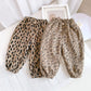 Korean Style Toddler Girls Corduroy Harem Pants 1-8Y Leopard Floral Print Autumn Winter Fleece-Lined or Thin Casual Pants