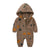 Cartoon Print Baby Girl Romper Long Sleeve Hooded Zipper Newborn Clothes Boys Rompers Spring & Autumn Baby Clothing 3-24 Months