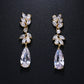 LXOEN Marquise Cut Flower Zirconia Crystal Long Drop Earrings for Women Shiny Leaf CZ Stone Bridal Wedding Jewelry