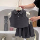 Girls Fashionable Two-Piece Set with Thin Lapel Trendy Sweet Cool Children's Clothing Ensemble