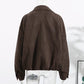 Stand Collar Long Sleeve Zipper Coat Women Elegant Pocket Ruched Loose Fitting Bomber Jacket Fashionable Ladies Autumn Outerwear