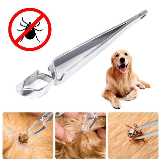 Pet Flea Remover Stainless Steel Tick Removal Tool Flea Treatment Tweezers Hook Professional Tool for Cat Dog Grooming Supplies