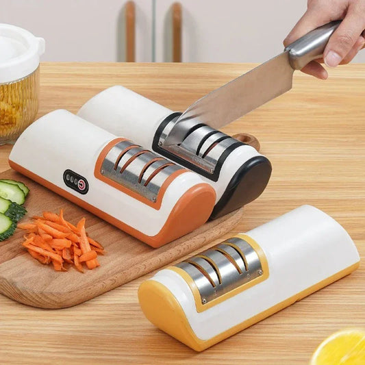 Electric Knife Sharpener Multifunctional Automatic Professional Small Knife Sharpener Kitchen Quick Sharpening Non-slip Tools