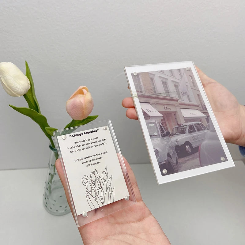 Transparent Acrylic Frames Photos Picture Frame Magnetic Double Sided Photo Frame Kpop Photocard Holder Album Poster Tag Display