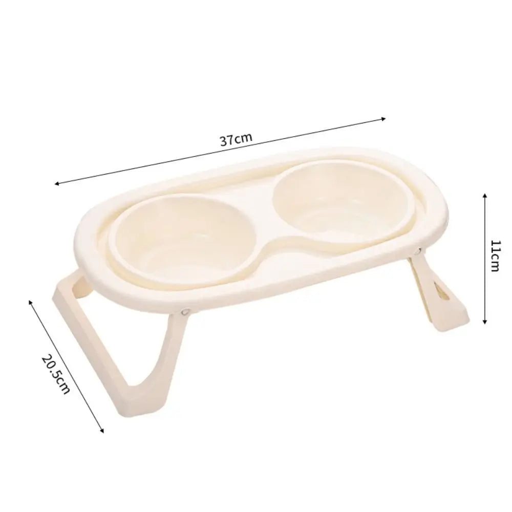 Cat Double Bowl With Stand Non-Slip 2-in-1 Dog Food Bowl Large Capacity Portable Pet Food Container Pet Supplies