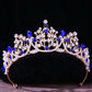 DIEZI Baroque Princess Queen Bridal Crown Purple Crystal Tiara For Women Wedding Vintage Crown Hair Dress Accessories Jewelry
