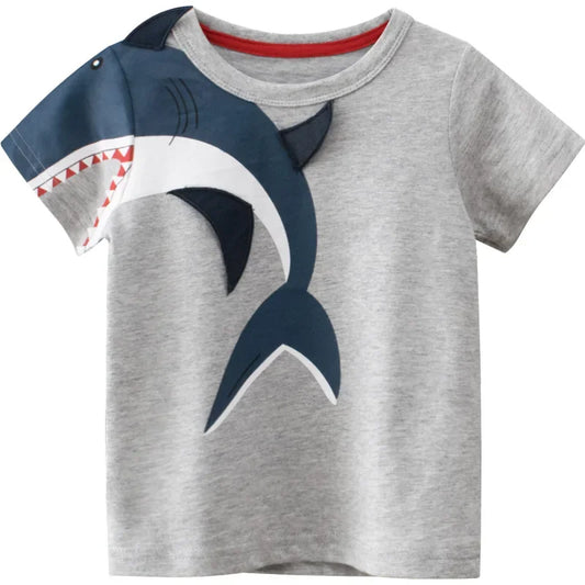 2 3 4 5 6 7 8 9 Years Boys Short Sleeve T-shirts Korean Version Kids Clothing Children Cotton Tees Summer Cartoon Tops