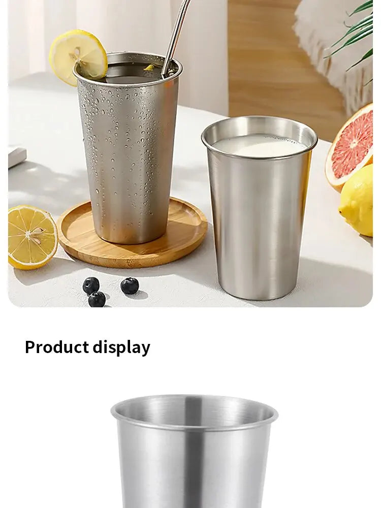 Single-layer Stainless Steel Outdoor Camping Beer Cups Large-capacity Water Cups Curling Cups Milk Tea Coffee Cups