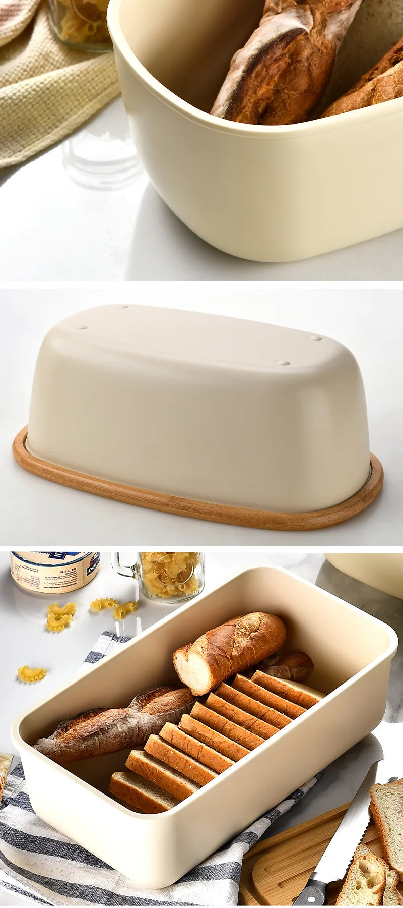 Bamboo Cover Storage Boxes Home Bakery Desktop Decor Organizer Kitchen Bread Box Dessert Snack Breadbasket Food Container