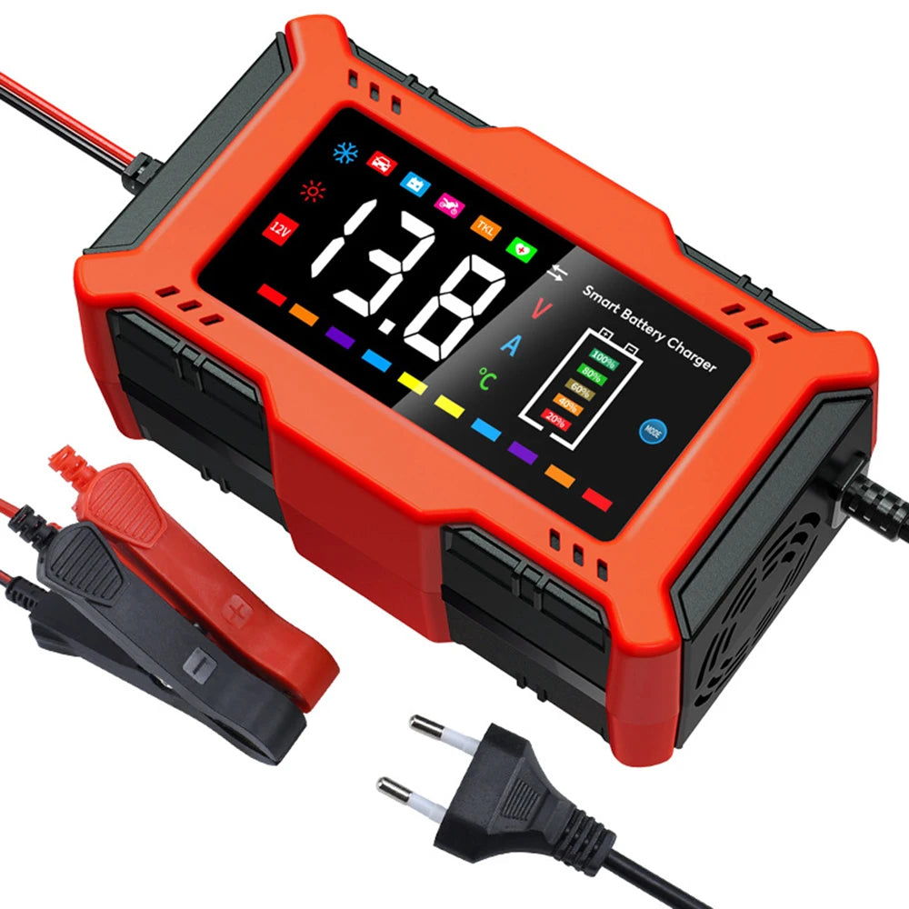 For Lead Acid / Lithium Iron Battery 14.6V/12V 6A 90W EU US Plug Car Battery Charger Pulse Repair 110V/240V Input