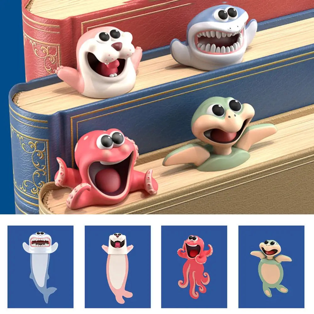 3D Stereo Cartoon Marker Animal Bookmarks Ocean Series Seal Octopus Cat Panda And Shiba Inu Creative Stationery Children Gift