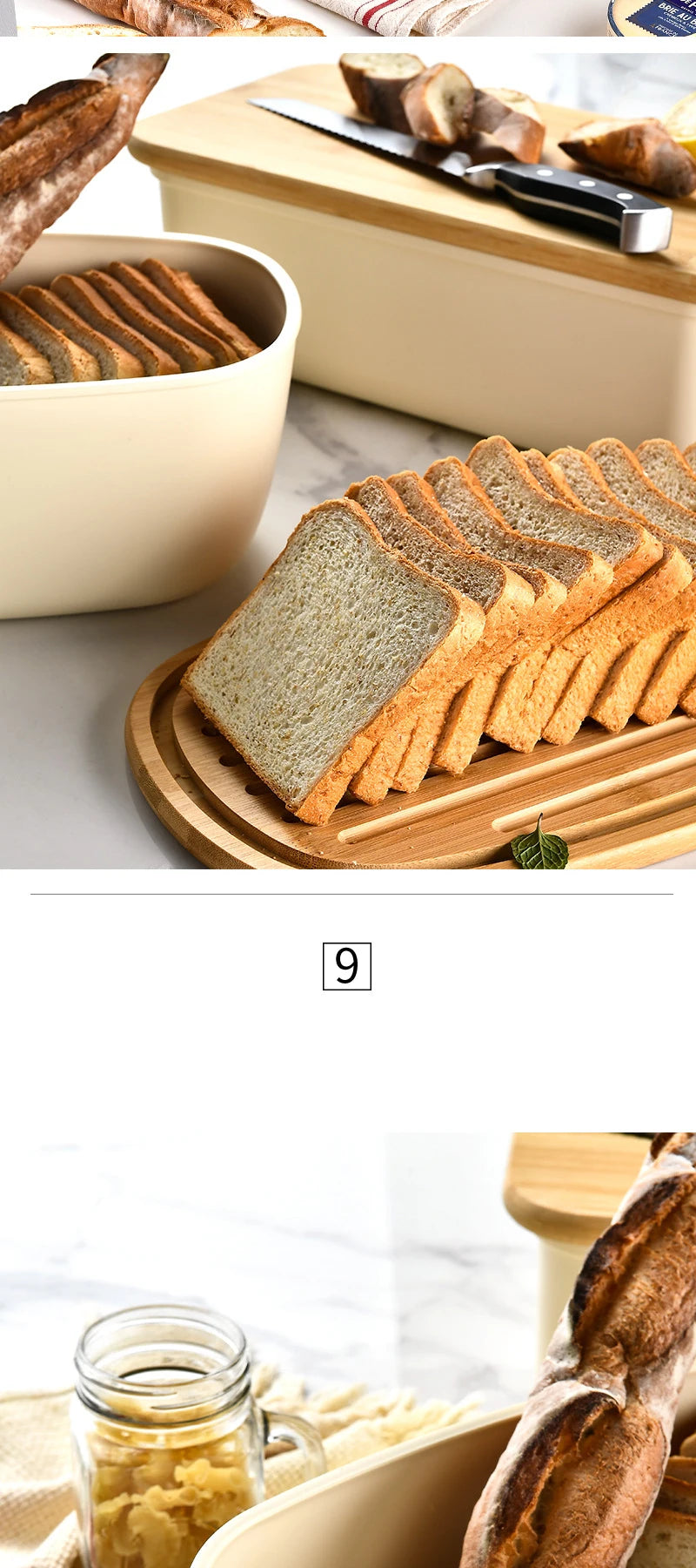 Bamboo Cover Storage Boxes Home Bakery Desktop Decor Organizer Kitchen Bread Box Dessert Snack Breadbasket Food Container
