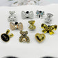 2PCS Bling Rhinestone Bear Shoelace Charms ABS Heart Bowtie Shoe Lace Decorations Accessories DIY Golden Shoe Clips Fit Sneakers