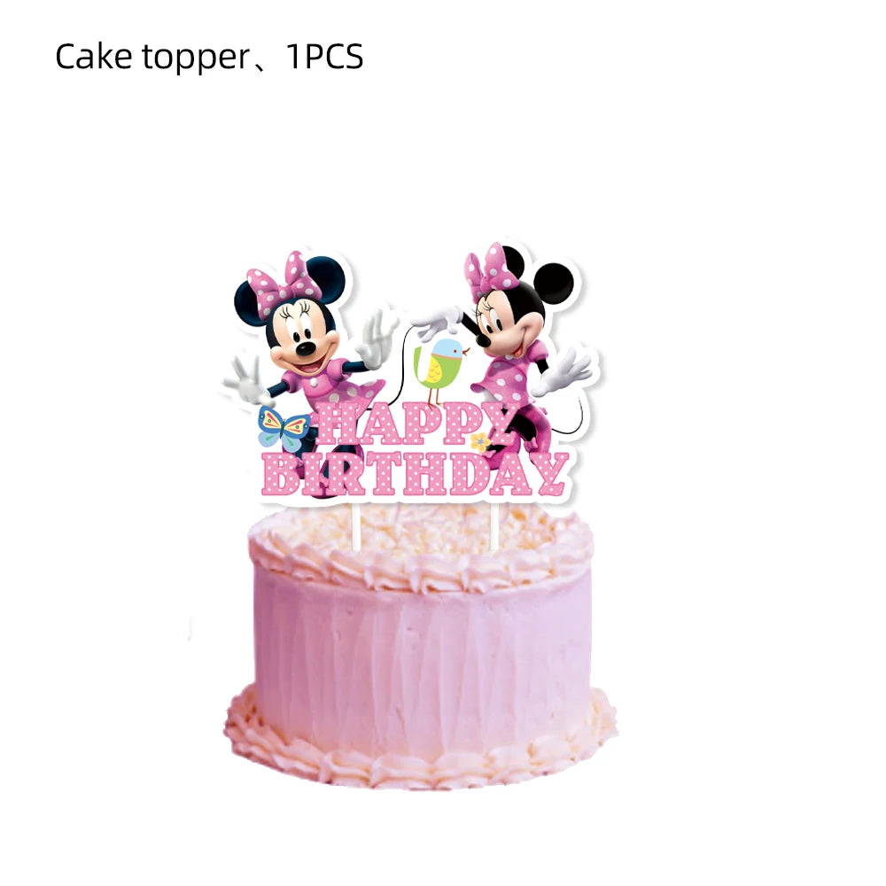 Minnie Mouse Birthday Party Decorate Girls Disposable Tableware Balloon Cups Plates Tablecloth Balloon Baby Shower Party Supply