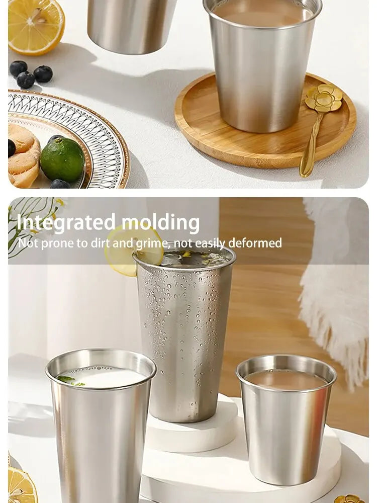 Single-layer Stainless Steel Outdoor Camping Beer Cups Large-capacity Water Cups Curling Cups Milk Tea Coffee Cups