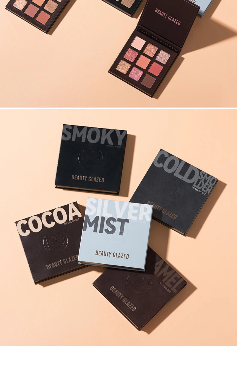 Beauty Glazed 9 Colors Eye Shadow Disc Makeup Palette Matte Shimmer Eye Pigmented Powder Make Up New Warm Earth Color Eyeshadow