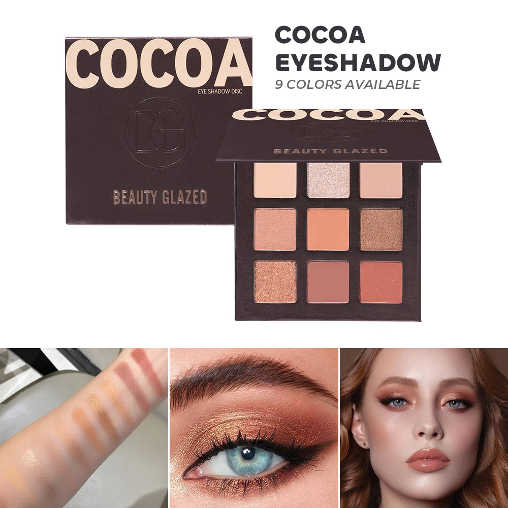 Beauty Glazed 9 Colors Eye Shadow Disc Makeup Palette Matte Shimmer Eye Pigmented Powder Make Up New Warm Earth Color Eyeshadow