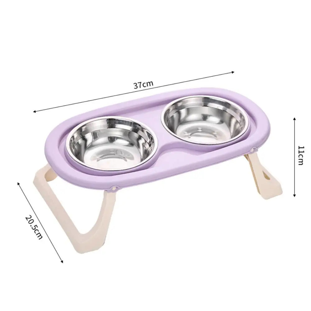 Cat Double Bowl With Stand Non-Slip 2-in-1 Dog Food Bowl Large Capacity Portable Pet Food Container Pet Supplies