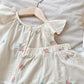 Melario Girls' Summer Fashion Set Children's Flower Print Flying Sleeve Top+Shorts Two Piece Cute Little Girl Refreshing Set