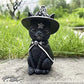 Black Cat Statue Mysterious Cute Cat Witch Cat Figurine Witches Decor Desk Ornament Hand-Painted Sculpture for Halloween 1PC