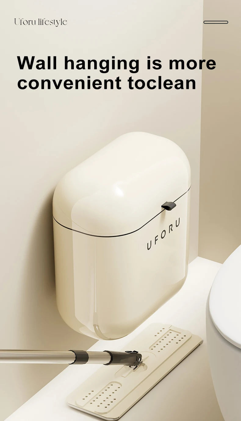 Wall-mounted Trash Can Household Large Capacity High Appearance Level Kitchen Toilet With A Cover Waterproof Crack Dustbin