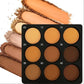 9-farbiger wasserfester Kontur-Concealer, matte Palette, pinselfrei, mittlere bis dunkle Farbtöne, 3D-Sculpting, Ölkontrolle, lang anhaltender Halt