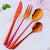 4Pcs Luxury 304 Stainless Steel Tableware Set Silverware Fork Spoon Knife Travel Cutlery Set Gold Portable Camping Flatware Set