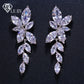 LXOEN Marquise Cut Flower Zirconia Crystal Long Drop Earrings for Women Shiny Leaf CZ Stone Bridal Wedding Jewelry