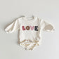 Baby Autumn Clothes 2025 Newborn Infant Baby Boy Girl Romper Cute LOVE Embroidery Soft Cotton Jumpsuit Spring Baby Clothes