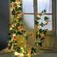 200cm Rose Artificial Flowers Vine LED String Lights For Wedding Garland Home Decor Fake Rose Rattan Hanging Wall Arch Ornament
