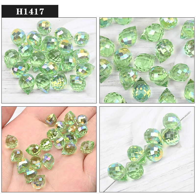 Austria Pear Shape Crystal Faceted Beads 10Mm Assorted Glass Spacer Chandelier Beads for Wedding Diy Necklace Bracelet Earring