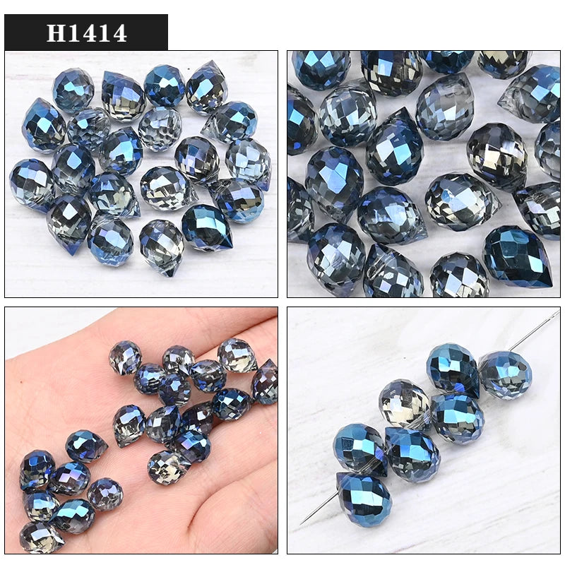 Austria Pear Shape Crystal Faceted Beads 10Mm Assorted Glass Spacer Chandelier Beads for Wedding Diy Necklace Bracelet Earring