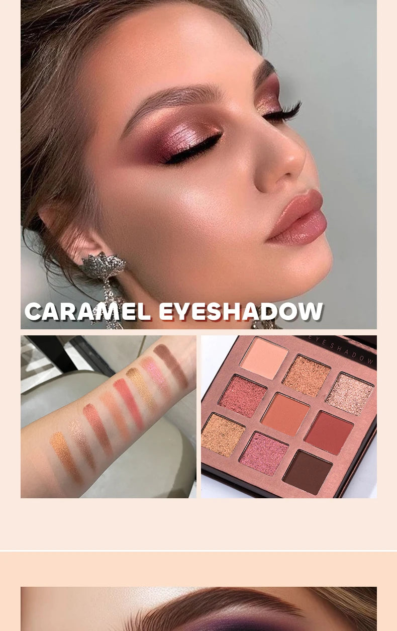 Beauty Glazed 9 Colors Eye Shadow Disc Makeup Palette Matte Shimmer Eye Pigmented Powder Make Up New Warm Earth Color Eyeshadow