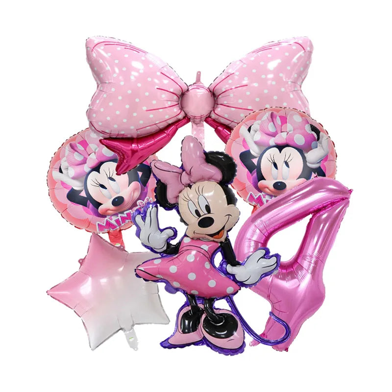 Minnie Mouse Birthday Party Decorate Girls Disposable Tableware Balloon Cups Plates Tablecloth Balloon Baby Shower Party Supply