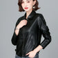 New Women Sheepskin Jacket Spring Autumn 2025 Fashion Casual Long Sleeve Short Zipper Leather Coat Loose Split Leather Outerwear