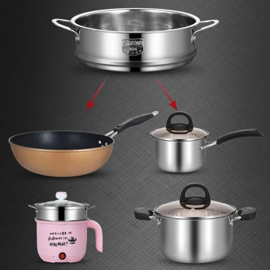 New 304 Stainless Steel Steamer Basket with Double Ear Kitchen Cooking Tool Pot Steaming Grid Generic Multifunction Steam Rack