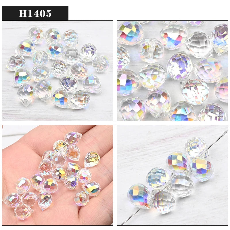 Austria Pear Shape Crystal Faceted Beads 10Mm Assorted Glass Spacer Chandelier Beads for Wedding Diy Necklace Bracelet Earring