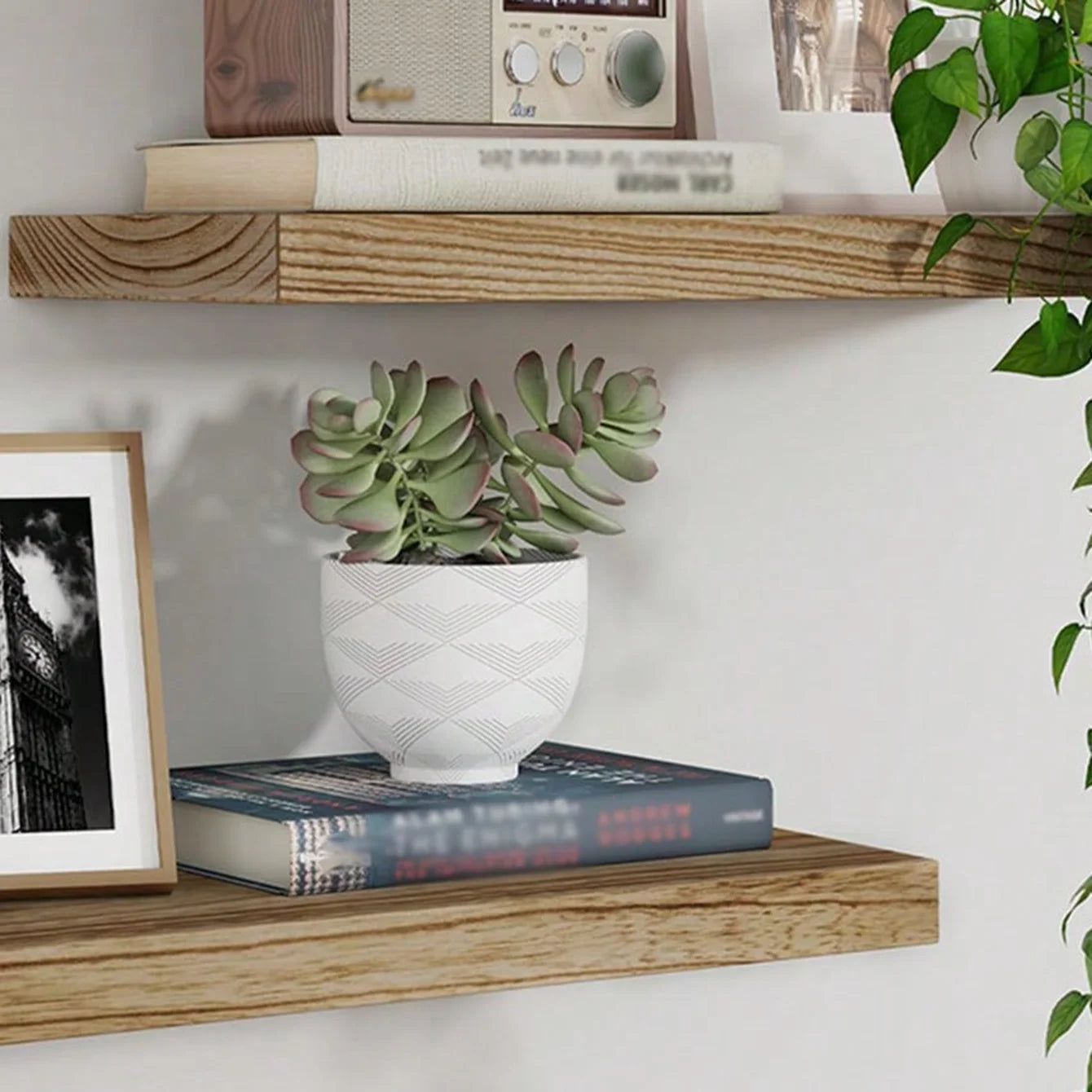 Wooden Floating Wall Shelf Art Storage Rack Rustic Wood Shelves For Wall Storage Wall Hanging Shelf Bedroom Home Decorations 1PC