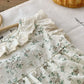 New In: Cute Flower Ruched Fly Sleeve Bodysuits for Newborn Baby Girls 98% Cotton Gift Hat Kids Infant Princess One-pieces 0-24M