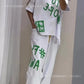 Spring Summer New Fashion Letters Printed T Shirt Women Short Sleeve Suit Simple Loose Casual Pocket Female Pants 2 Piece Set