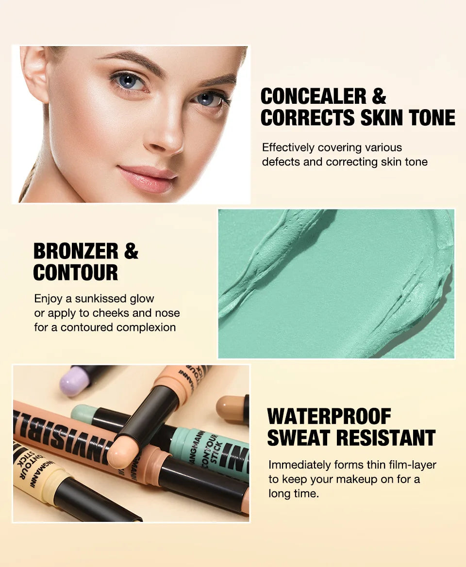 6 Colors Concealer Stick Face Primer Base Makeup Covering Facial Blemishes Contour Cosmetics Red Green Concealer Cream Stick
