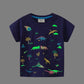 Kids Luminous Cartoon Dinosaur T-shirt 2-7 Years 100% Cotton Baby Boys Tees Summer New Short Sleeve Tops Dropshipping
