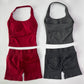 Yoga fitness set; strapless bra and shorts set; seamless backless vest; invisible elastic texture hip-lifting shorts