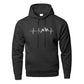Mountain Heartbeat Hoodies teens Sweatshirt Autumn Long Sleeve Hooded Sweatshirt Hoodie Black Gray Sportswear