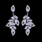 LXOEN Marquise Cut Flower Zirconia Crystal Long Drop Earrings for Women Shiny Leaf CZ Stone Bridal Wedding Jewelry