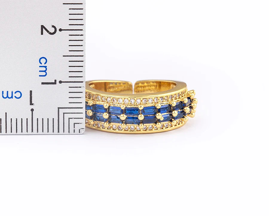 Nidin Light Luxury Cubic Zirconia Open Adjustable Rings For Women Fashion 5 Colors Gold Plated Finger Statement  Jewelry Gift