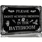 Vintage Gothic Metal Sign - "Please Do Not Summon the Devil in the Bathroom" - Multi-Purpose, Electricity-Free