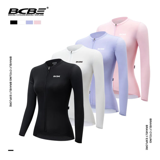 BCBE Women Long Sleeve Jersey Pro Aero Slim Fit MTB Road Cycling Jersey Breathable Quick Dry Sun Protection Riding Bike Clothing
