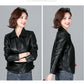 New Women Sheepskin Jacket Spring Autumn 2025 Fashion Casual Long Sleeve Short Zipper Leather Coat Loose Split Leather Outerwear